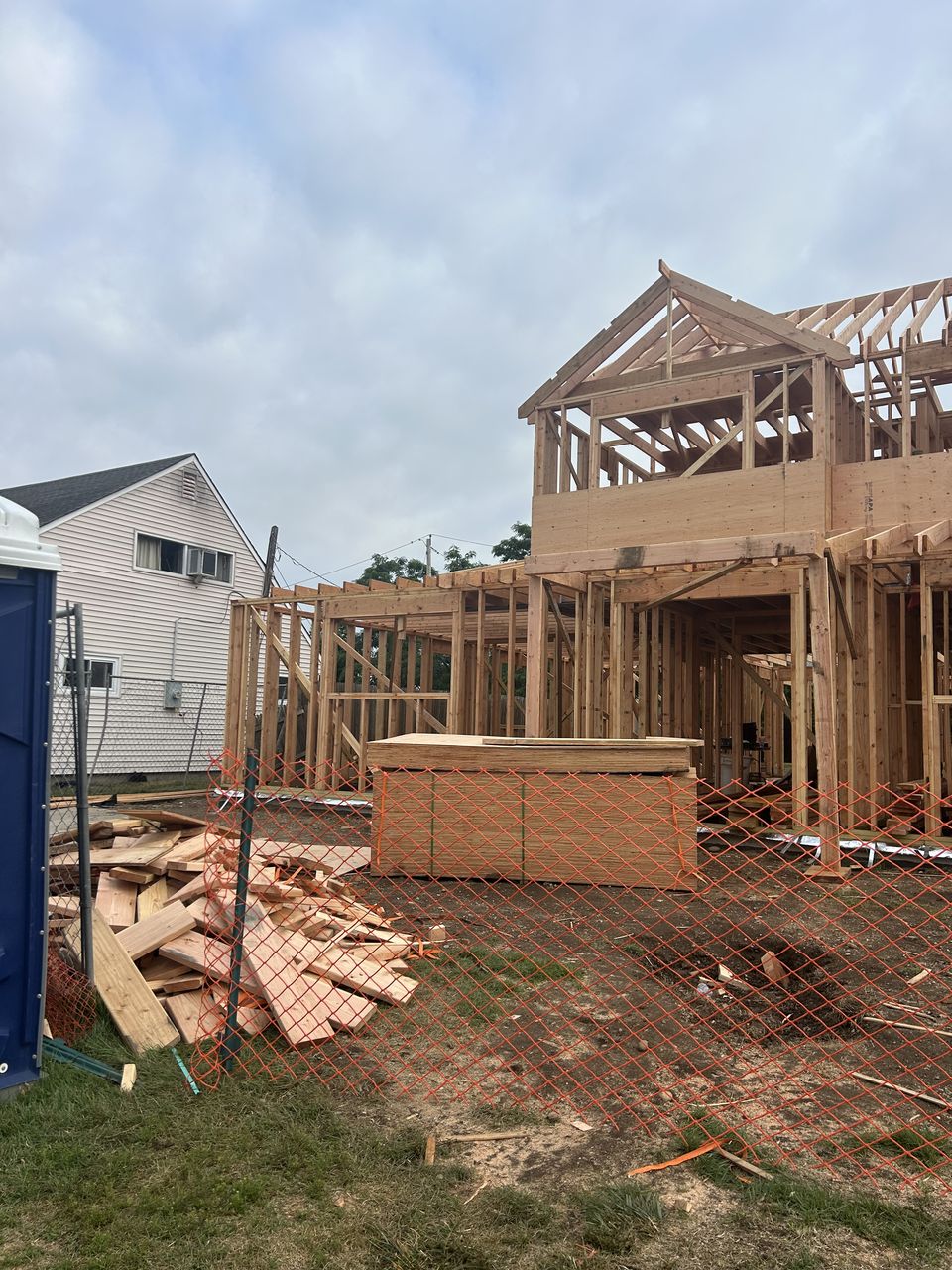 New build framing with a lumber delivery on site